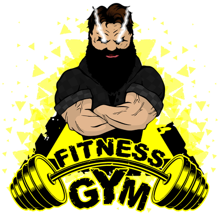 Vector design for a gym with an abstract image of a strong man.のイラスト素材