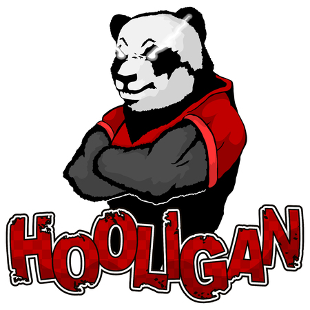 print on T-shirt "hooligan" with a panda imageのイラスト素材
