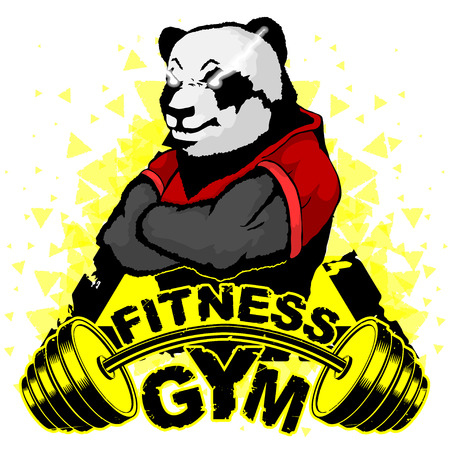 Vector design for a gym with an abstract image of a strong panda.のイラスト素材