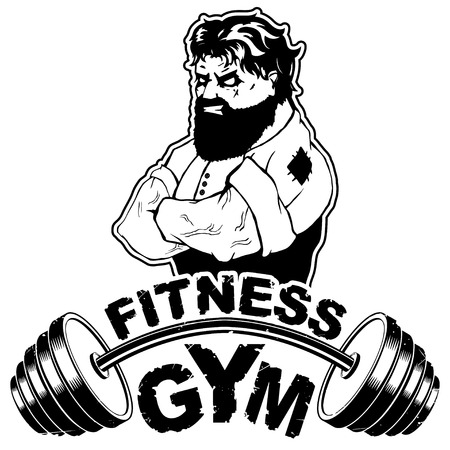 Vector design for a gym with an abstract image of a strong man.のイラスト素材