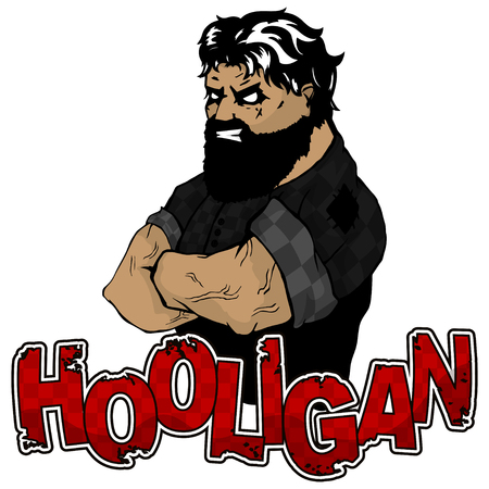 print on T-shirt hooligan with a strong man imageのイラスト素材