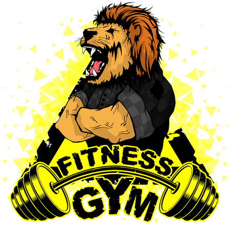 Vector design for a gym with an abstract image of a strong lion.のイラスト素材
