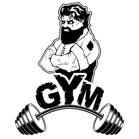 Vector design for a gym with an abstract image of a strong man.のイラスト素材