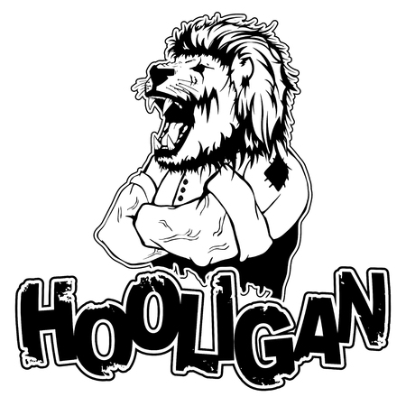 print on T-shirt hooligan with a lion image.のイラスト素材
