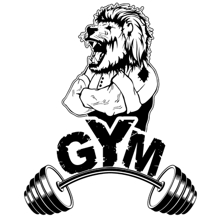 Vector design for a gym with an abstract image of a strong lion.のイラスト素材