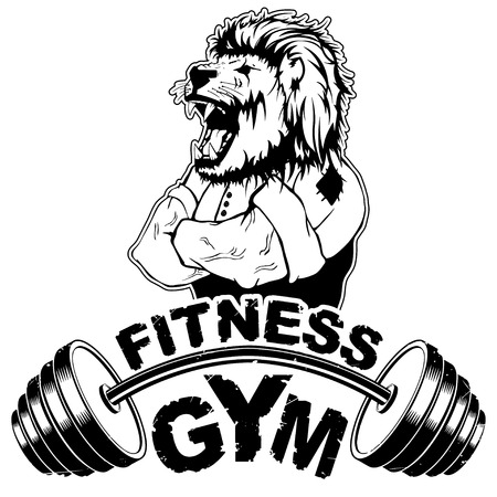Vector design for a gym with an abstract image of a strong lion.のイラスト素材