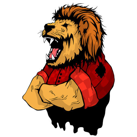 Isolated vector illustration a strong wild lion.のイラスト素材