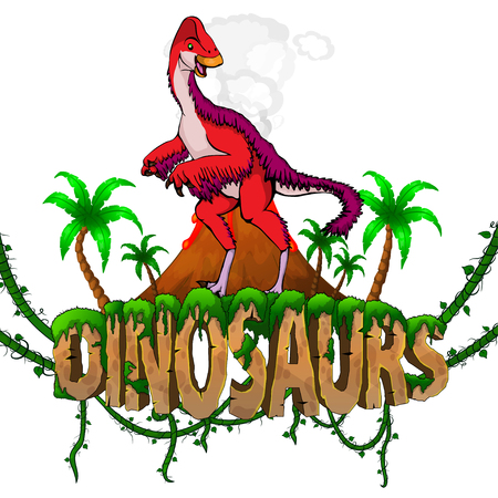 Logo  Dinosaurs World with Anzu Wylie. Vector illustration.のイラスト素材