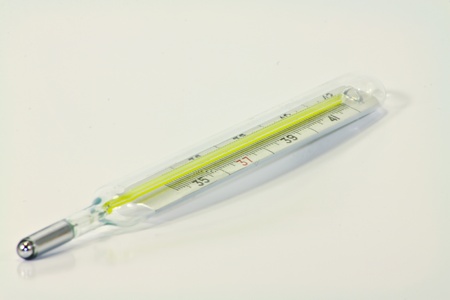 medicine thermometer on white background with