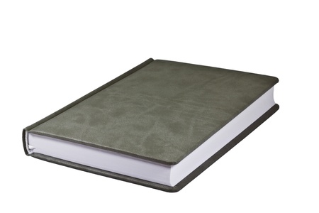Grey leather covered book isolated over white backgroundの写真素材