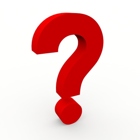 Red 3d question sign on white background