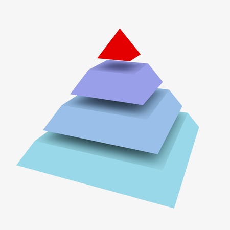 Conceptual 4 layers hierarchy pyramid. 3D render