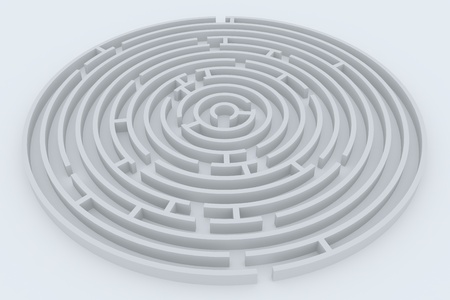 Round maze on white surfaceの写真素材