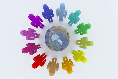 Global teamwork conceptual 3d illustration isolated on whiteの写真素材