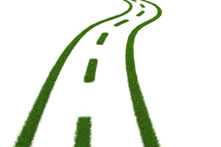 Shape of grass road. Concept of ecological transport.の写真素材