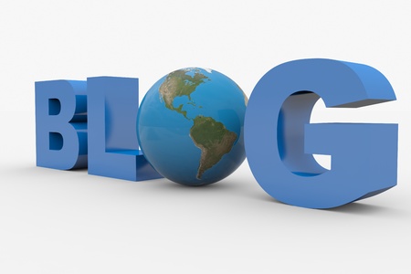 3D word Blog with earth sphere replacing letter O. Computer generated image.の写真素材