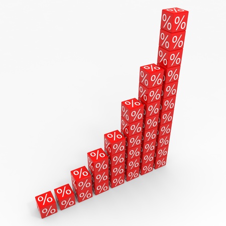 Graph from red cubes with percents. Computer generated image.の写真素材