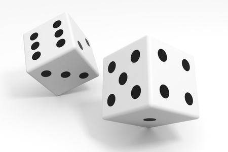 White dices isolated on white. Computer generated image.の写真素材