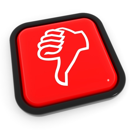 Thumbs down gesture red button. Computer generated image.の写真素材