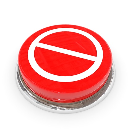 Red round button with not allowed sign. Computer generated image.