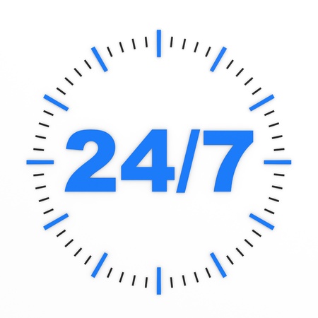 Clock. 24/7 avaliable. Computer generated image.の写真素材