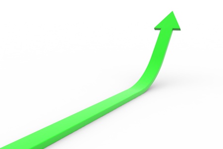 Green arrow up.  Computer generated image.の写真素材