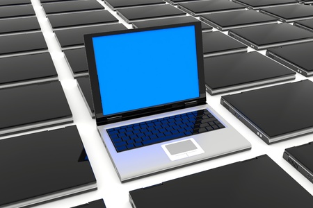 One open laptop. Computer generated image.の写真素材