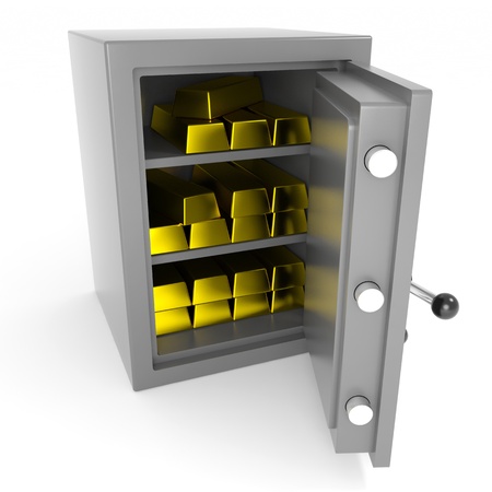 Safe with gold bars. Computer generated image.の写真素材