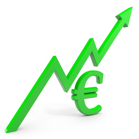 Raising euro graph. Computer generated image.の写真素材