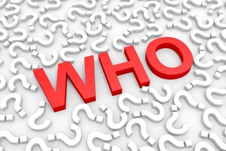 Red WHO word around questions. Computer generated image.の写真素材