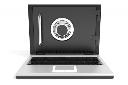 Closed laptop safe  Computer generated image の写真素材