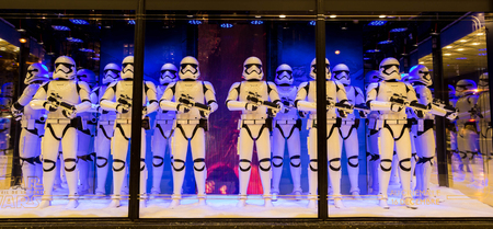 Paris, France-November 18, 2015:  Christmas showcase in shopping center Galeries Lafayette on boulevard Haussmann in the 9th arrondissement of Paris, France.のeditorial素材