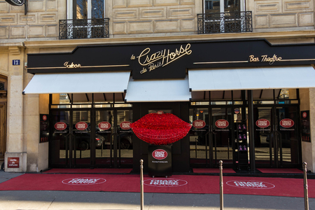 Paris, France-November 22, 2015 : The cabaret Crazy Horse is the most iconic of all the parisian cabarets located 12 avenue George V in Paris, France.のeditorial素材