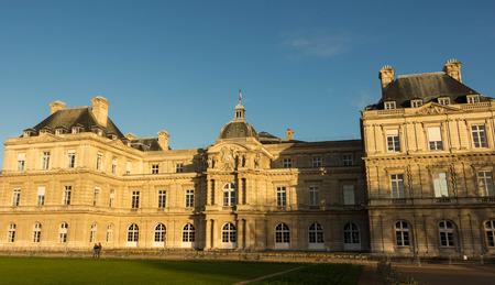 Paris; France, November 28, 2015: The Senate Luxembourg palaceFrench Is located at 15 rue de Vaugirardin the 6th arrondissement of Paris.It Was built in 1625 for Queen Marie de Medicis.のeditorial素材