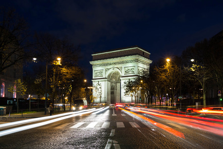 Paris; France-December 06; 2015 ; The Triumphal Arch is one of the most famous monument in Paris.It stands in the centre of the Place Charles de Gaule, at the western end of the Chqmps Elysees in Paris, France.のeditorial素材