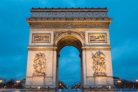 The Triumphal Arch in evening, Paris, France.の写真素材