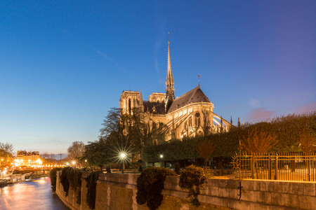 Notre Dame cathedral in evening, Paris.の写真素材