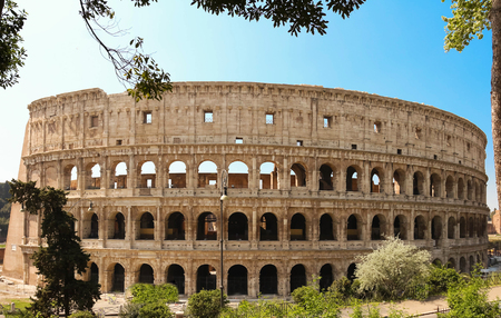 The famous Colosseum in Rome, Italy.の写真素材