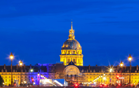 The cathedral of Saint Louis at night, Paris.の写真素材