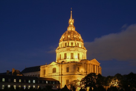 The cathedral of Saint Louis at night, Paris.の写真素材