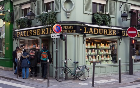 The famous French luxury bakery and sweets shop La Duree in Saint Germain area , Paris, France.