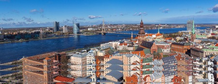 Panoramic view from the Saint Peter cathedral on the center of Riga.