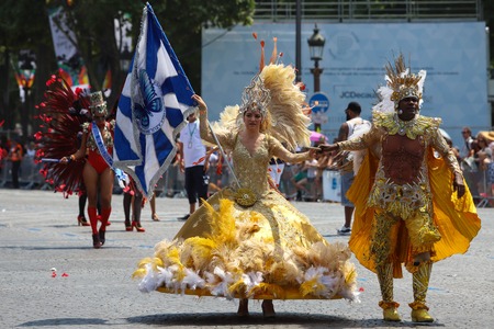 The participants of Tropical carnival 2018 in Paris , France. Over 4,000 dancers and a dozen floats...