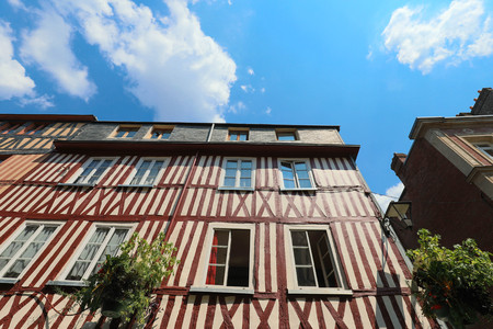 The traditional half timbered Normand houses, Normandy.の写真素材