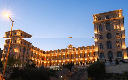 The facade of luxury InterContinental Hotel Dieu, located in Daviel Square in historic Panier neighborhood in Marseille, France.のeditorial素材