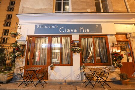 Located in the Latin Quarter, not far from the Pantheon sits a very classic French restaurant La Ciasa Mia Paris. France.のeditorial素材