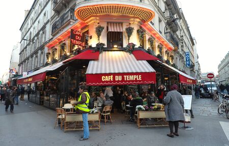 Cafe du Temple is traditional French bistro located in the trendy area of Canal Saint-Martin, Paris, France.のeditorial素材