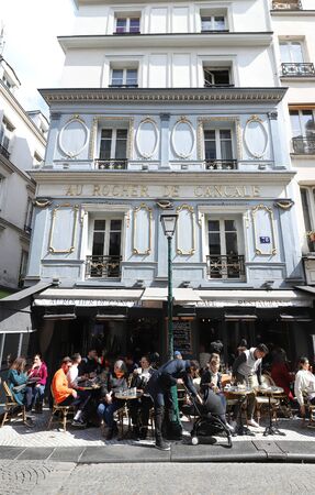 The traditional French cafe Au rocher de Cancale , Paris,France.のeditorial素材