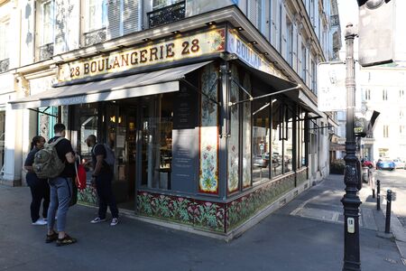 The French traditional bakery and pastry shop Beaumarchais located on Beaumarchais boulevard , Paris, France.のeditorial素材