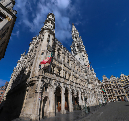 The Town Hall of the City of Brussels is a Gothic building from the Middle Ages. Brussels. Belgium.の写真素材